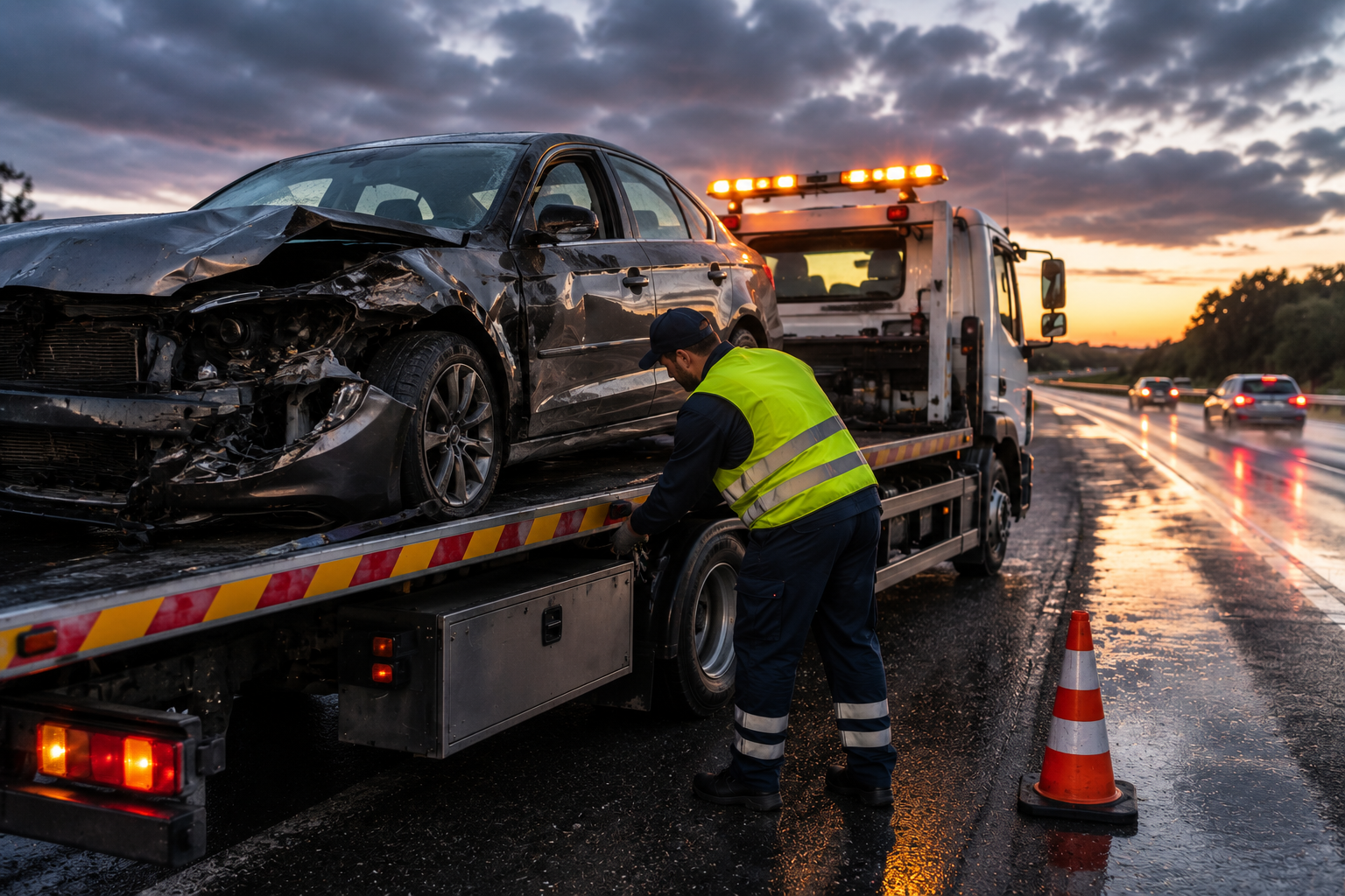 Services 4 Recovery truck helping a car after an accident